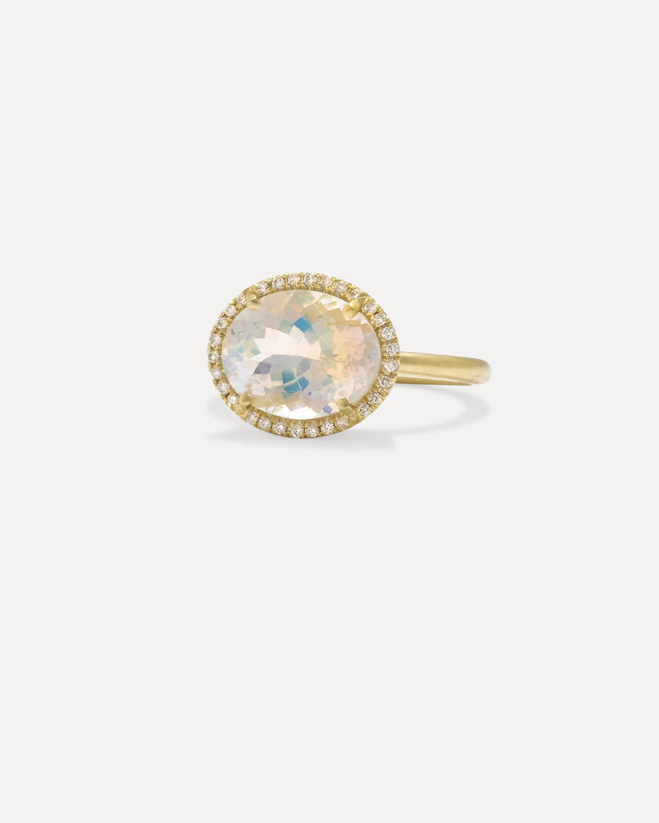 One of a Kind Pavé Halo Gem Drop Ring