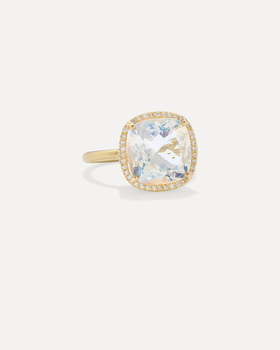 One of a Kind Pavé Halo Gem Drop Ring - Irene Neuwirth