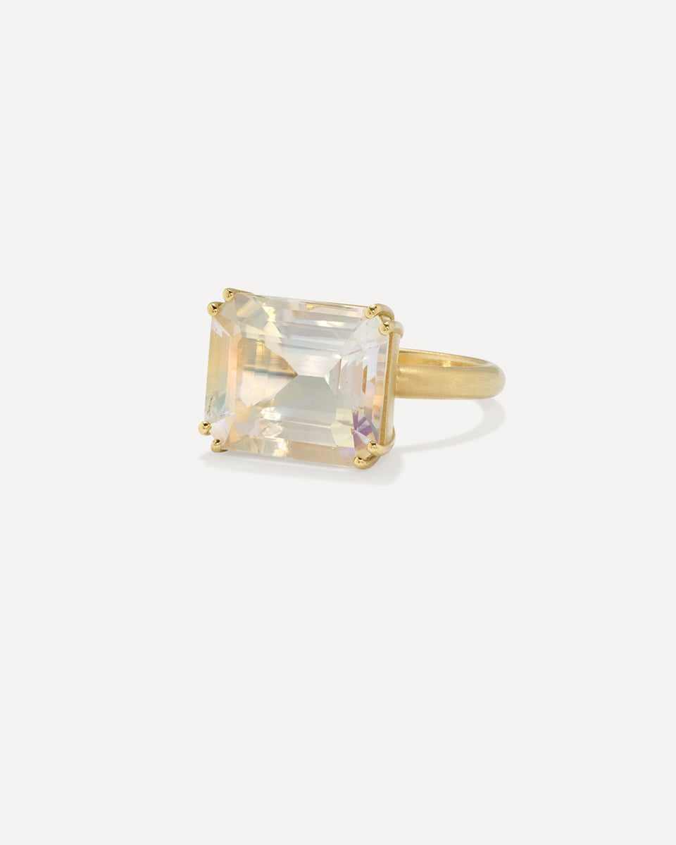 One of a Kind Gem Drop Emerald-Cut Double Prong Ring