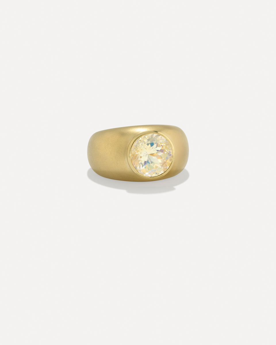 One of a Kind Round Stone Gemmy Puffed Gold Ring - Irene Neuwirth