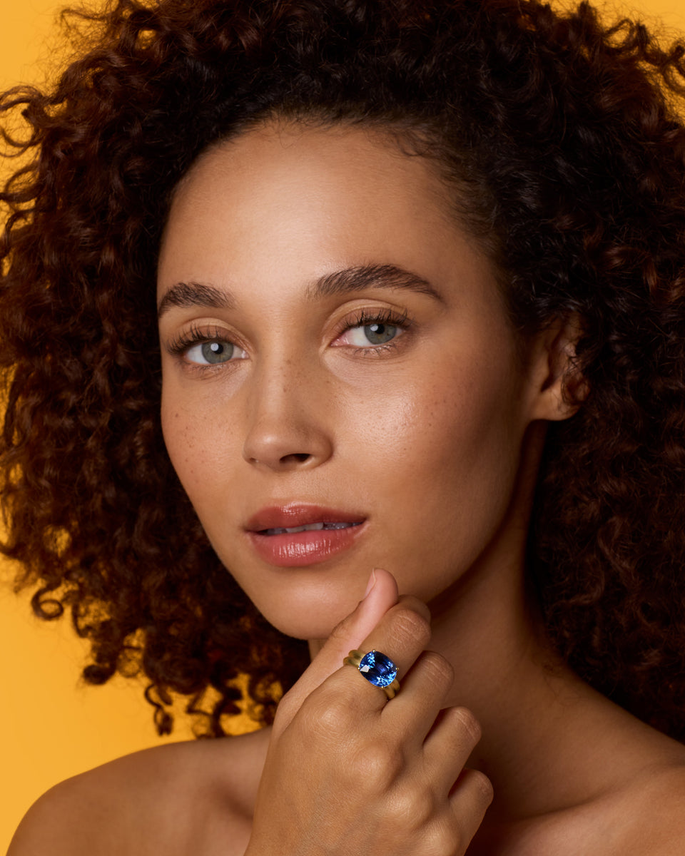 One of a Kind Heroic Cushion-Cut Double Band Ring