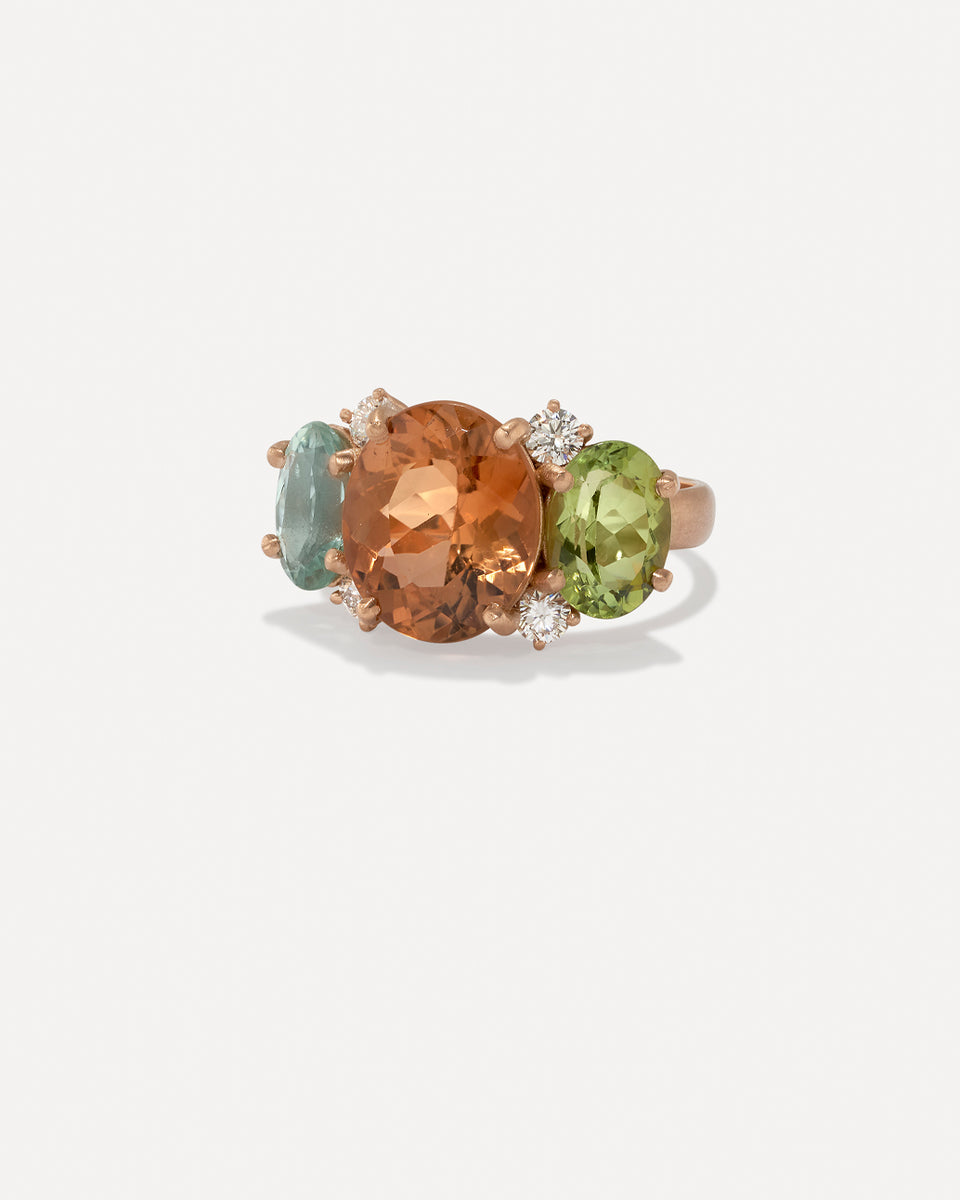 One of a Kind Gemmy Gem Diamond Three Stone Ring - Irene Neuwirth