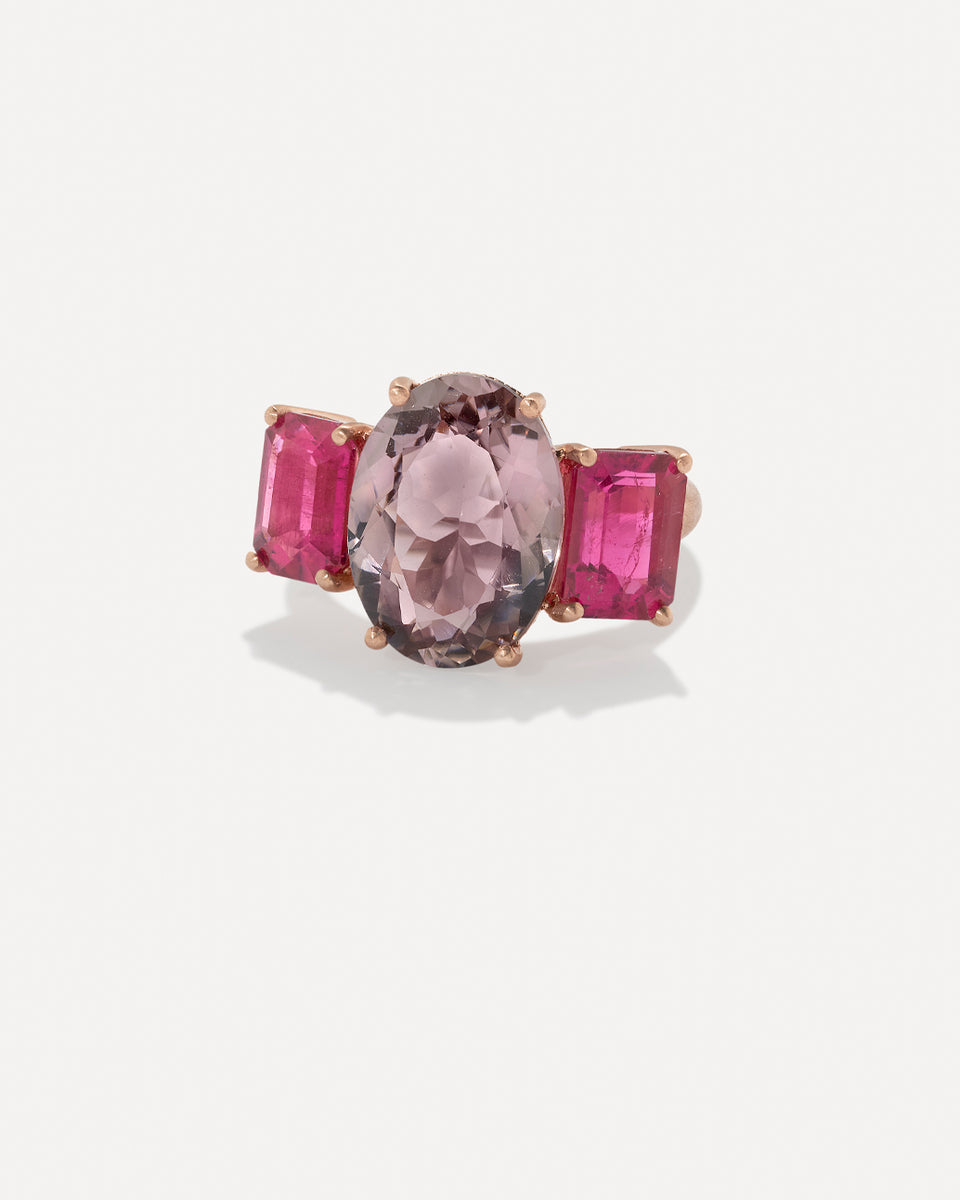 One of a Kind Gemmy Gem Three Stone Ring - Irene Neuwirth