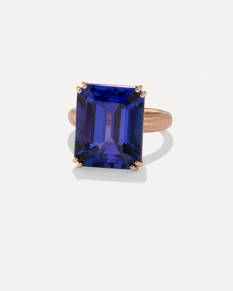 One of a Kind Gem Drop Emerald-Cut Double Prong Ring - Irene Neuwirth