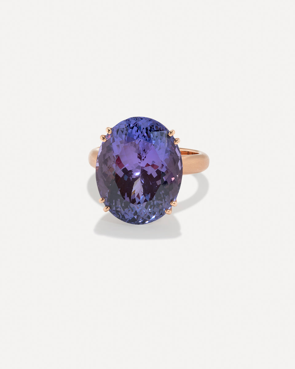 One of a Kind Gem Drop Oval Double Prong Ring - Irene Neuwirth