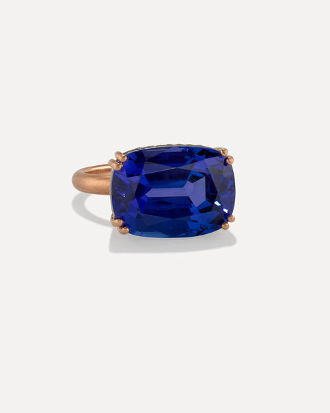 One of a Kind Pavé Gem Drop Cushion-Cut Double Prong Ring - Irene Neuwirth
