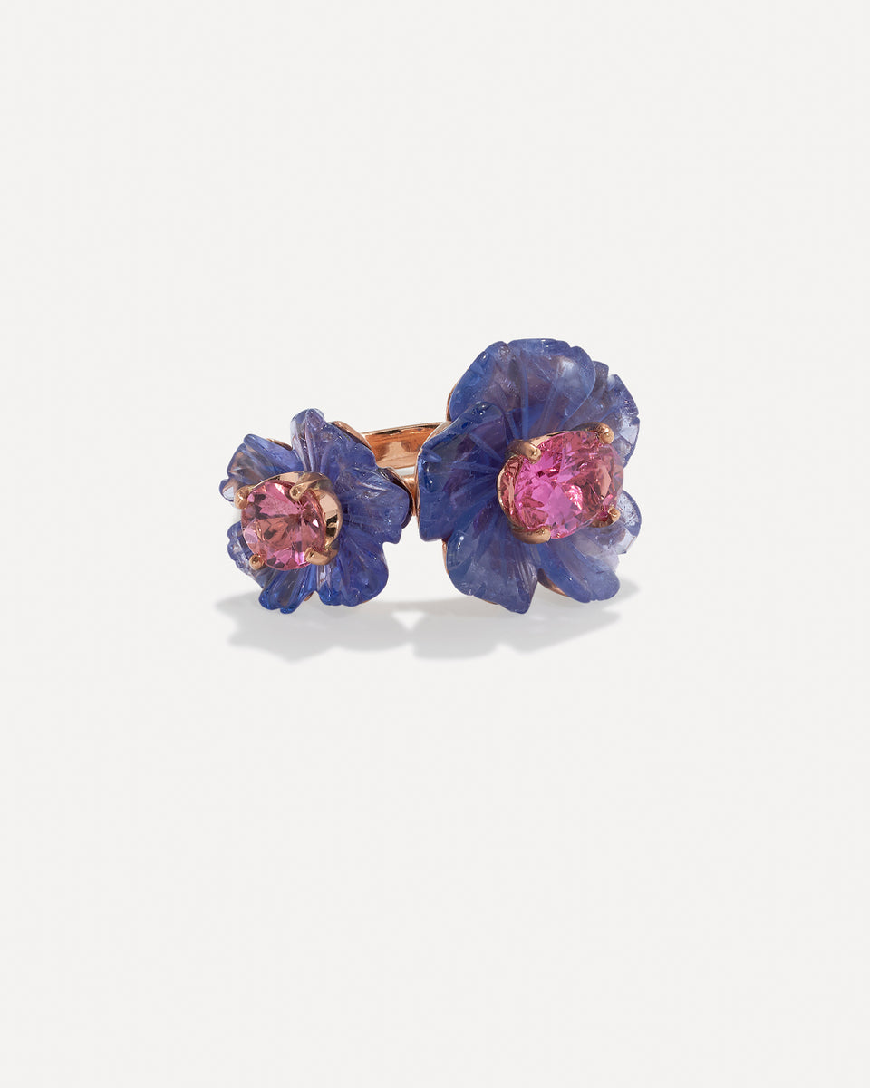 One of a Kind Tropical Flower Duet Ring - Irene Neuwirth