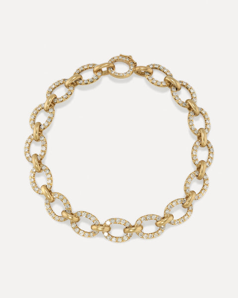 Pavé Medium Heavy Oval Link Chain Bracelet - Irene Neuwirth