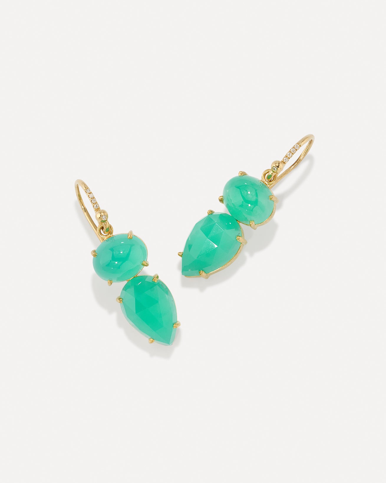 Chrysoprase and Emerald Mixed discount Stone Earrings-Gold