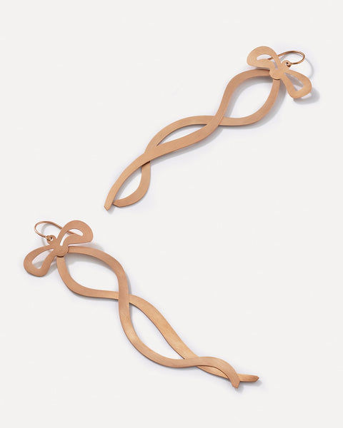 Gold Classic Ribbon Earrings - Irene Neuwirth