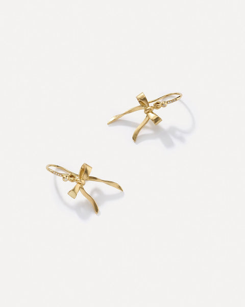 Small Gold Classic Ribbon Earrings - Irene Neuwirth