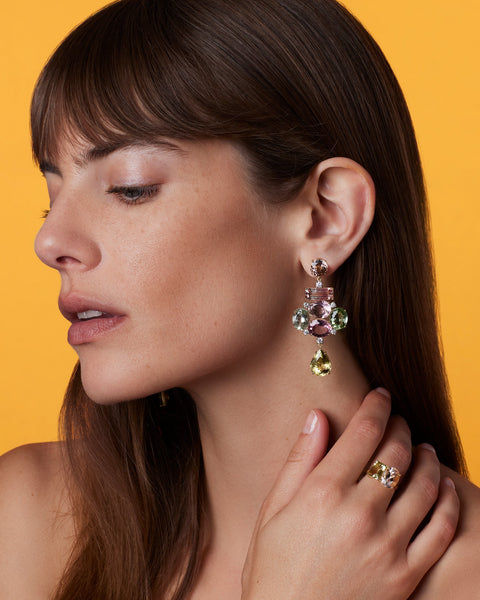 One of a Kind Gemmy Gem Diamond Chandelier Earrings - Irene Neuwirth
