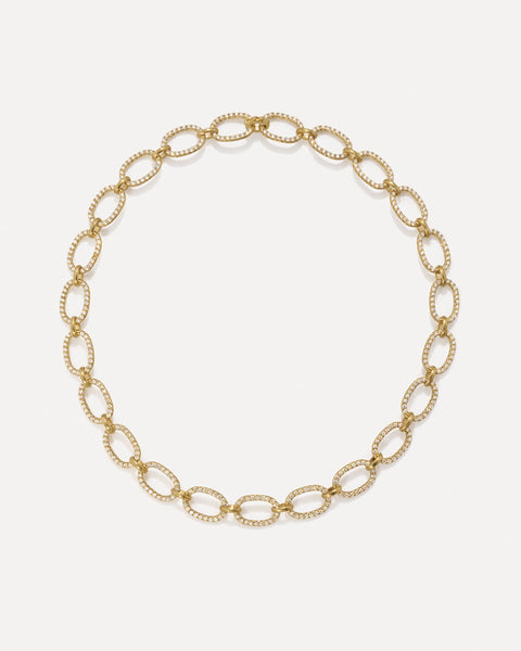 Pavé Large Oval Link Chain Necklace 18k Yellow Gold – Irene Neuwirth