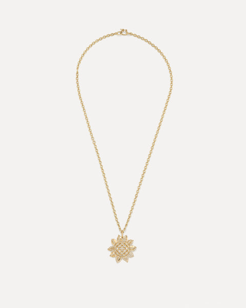 Diamond Pavé Golden Blossom Sunflower Necklace 18k Yellow Gold – Irene  Neuwirth