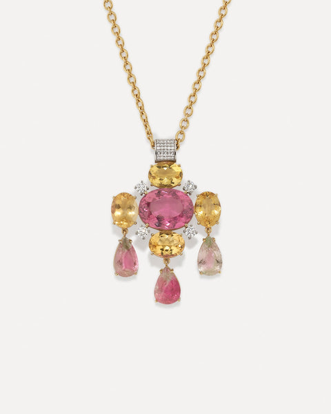 Pink Sapphire Chandelier Necklace