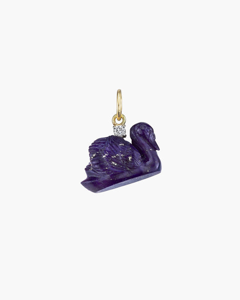 Large Diamond Carved Animal Swan Charm - Irene Neuwirth