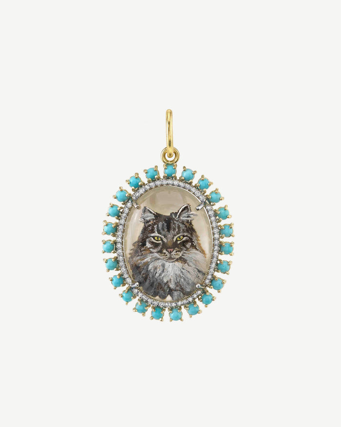 One of a Kind Custom Pet Portrait Oval Charm - Irene Neuwirth