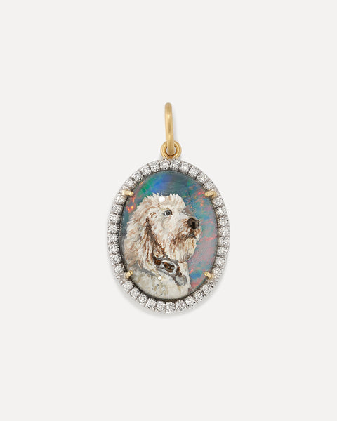 One of a Kind Custom Pet Portrait Oval Charm - Irene Neuwirth